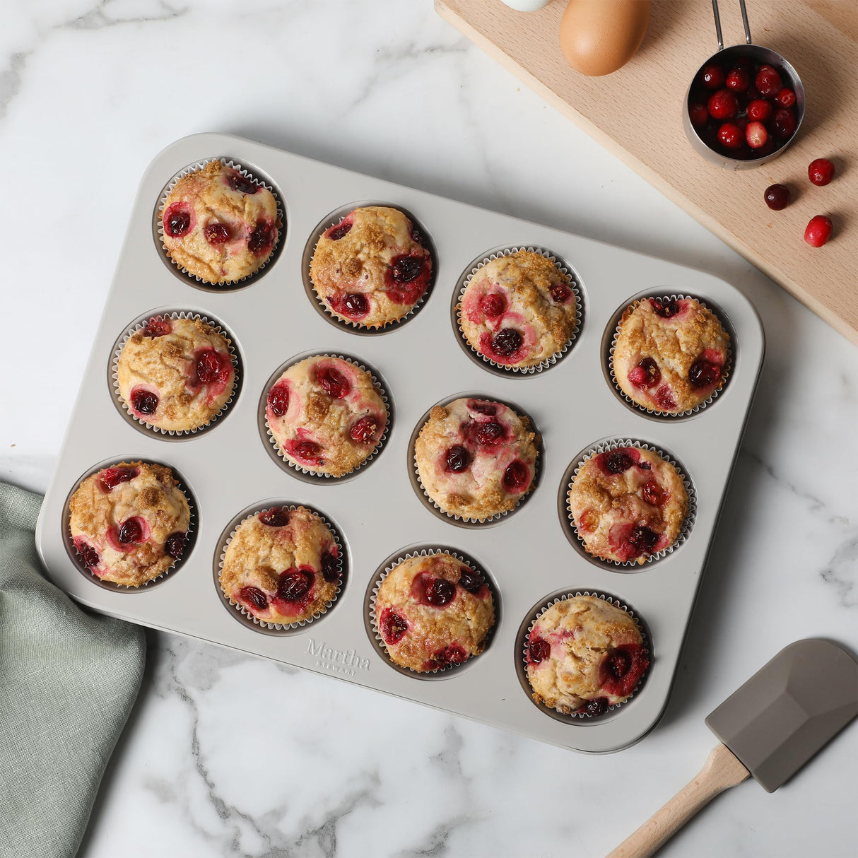 Martha Stewart Gallen 12 Cup Nonstick Carbon Steel Muffin/Cupcake Pan - Cool Grey Martha Stewart