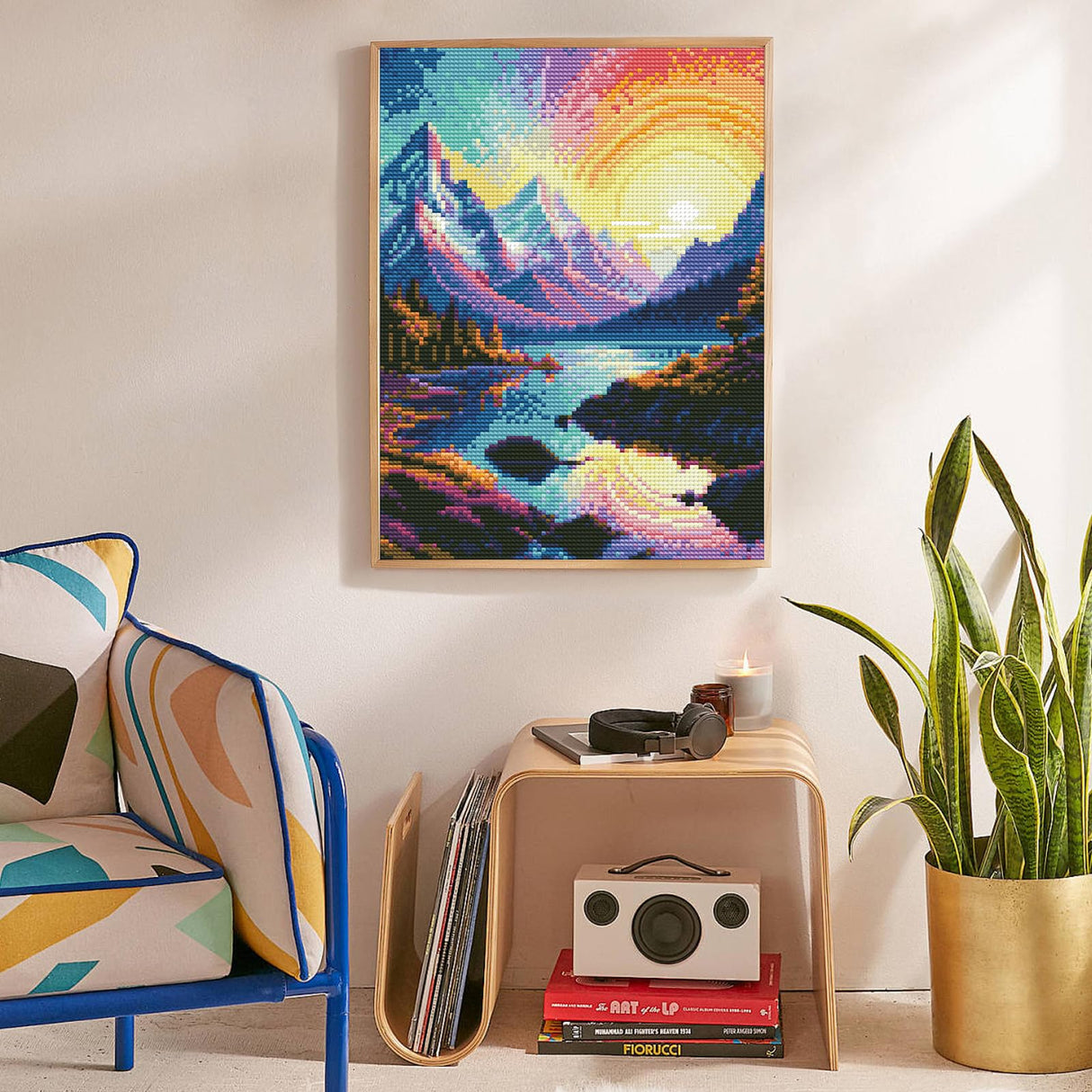 Offito Rainbow Sunset Diamond Art Kits for Adults, Mountains Lake Diamond Painting Kits for Beginners, Fantasy Landscape DIY Full Drill Dots Gem Art Paint for Home Wall Decor 12 x 16 Inch Offito