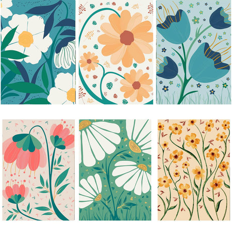 Baipisan 6 Packs Paint by Number for Adults Beginners,Flower Market Painting by Number Kits on Canvas Without Frame,Lanscape Craft Arts for Home Wall Decor Baipisan