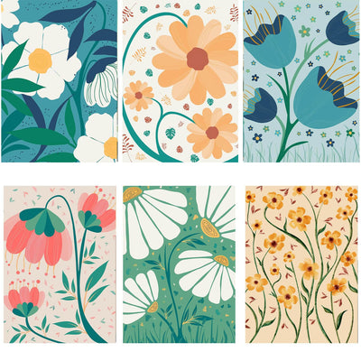 Baipisan 6 Packs Paint by Number for Adults Beginners,Flower Market Painting by Number Kits on Canvas Without Frame,Lanscape Craft Arts for Home Wall Decor