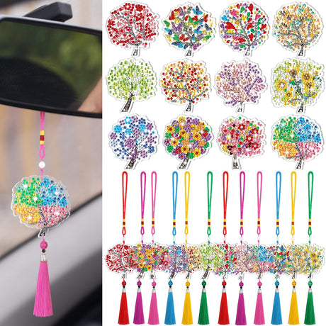 JenPen Diamond Painting Car Ornaments Diamond Art Kit for Adult Double Sided Painting Hanging Ornament Garden Decoration Crystal Gem Paint DIY Kit JenPen