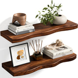 Avytronx Floating Shelves for Wall, 24 inch Rustic Wooden Floating Shelves, Wall-Mounted Floating Bookshelf, Hanging Shelves with Unique Natural Grain for Living Room, Bedroom, Kitchen (Walnut Color) Avytronx