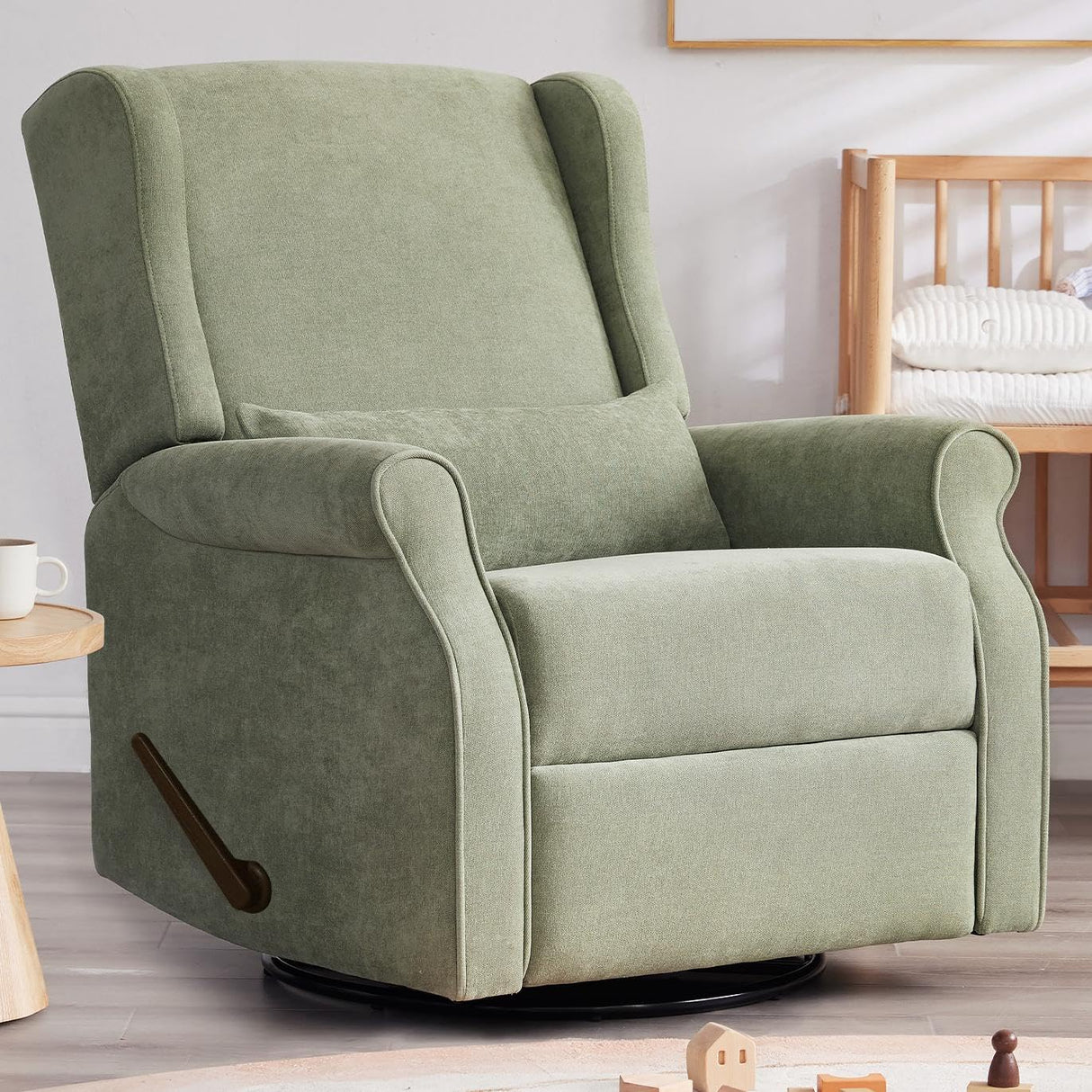 Eiayeebil Nursery Swivel Glider Recliner,Rocking Chair Nursery with Footrest,Rocking Recliner Chair for Nursery,Glider Rocker Recliner for Living Room & Bedroom,Green Eiayeebil