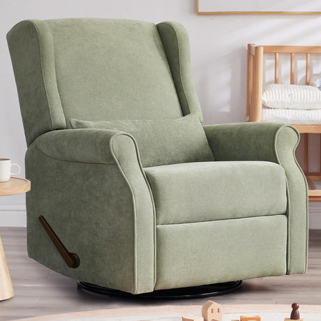 Eiayeebil Nursery Swivel Glider Recliner,Rocking Chair Nursery with Footrest,Rocking Recliner Chair for Nursery,Glider Rocker Recliner for Living Room & Bedroom,Green Eiayeebil