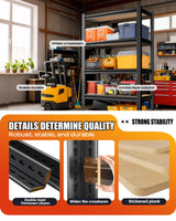 AOAORGG Set of 2 Heavy Duty Garage Shelving, 5-Tier Storage Shelves, 2000LBS Metal Shelf, Adjustable Shelving Unit, for Basement, Kitchen, Warehouse, Pantry, 15.7" Dx35.4 Wx71.2 H, Black AOAORGG