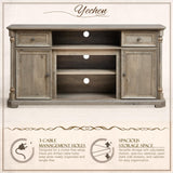 Yechen 62'' Farmhouse TV Stand for Living Room - 31.5'' Tall Entertainment Center with Storage Cabinets & Drawers, Wood Media Console Table with Roman Columns, for 75 Inch TV, Weathered Reclaimed Oak Yechen