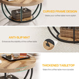 Tribesigns 31.7" Round Coffee Table, Industrial 2-Tier Circle Coffee Table with Storage Shelves, Modern Wooden Accent Center Table Sofa Side Table for Living Room, Home Office, Wooden Grain Tribesigns