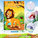 BenLouis 24 Jungle Safari Mini Coloring Books Kids with 24 Stacking Crayons Zoo Animals Party Favors Activity Books Bulk for Kids Wild One Lion Goodie Bag Gift Stuffer Classroom Reward BenLouis