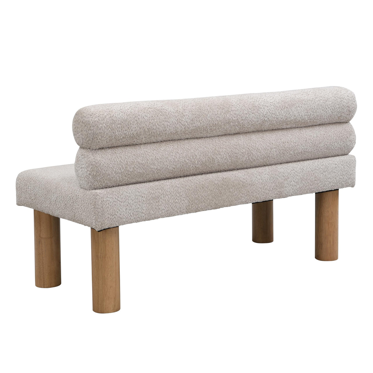 Christopher Knight Home Wally Boucle Upholstered Dining Bench, Modern Large Dining Room Chair, Entryway Ottoman Bench, Bedroom End of Bed Seating, Armless Desing and Wooden Frame, Light Gray+Natural Christopher Knight Home