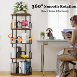Arbcoler 4 Tier Rotating Bookshelf, 360 ° Display Corner Book Shelf, Stackable Spinning Bookshelf Tower, Narrow Tall Revolving Bookcase, Round Swivel Storage Organizer (Black, 4 Tiers) Arbcoler