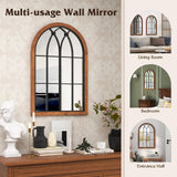 Tangkula Arched Window Mirror, Farmhouse Window Frame Decor Wall Mounted Mirror, 24" x 36" Wall Mirror Windowpane Decoration for Living Room, Bedroom, Entryway, Bathroom Tangkula