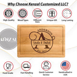 Personalized Wood Cutting Boards, 9 Designs, Custom Engraved Gifts Chopping Block, Couple Gift for Wedding, Anniversary, Bridal Shower, Engagement, House Warming Gifts New Home, Gifts for Mom - Dad Kenzal Customized
