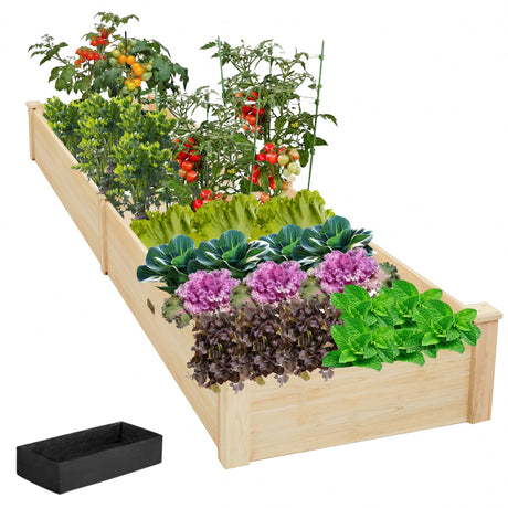 ZSYWODFO 8x2ft Outdoor Wooden Raised Garden Bed,Elevated Planting Planter Box for Vegetables/Garden/Lawn/Patio,Natural Wood, 96 x 24 x 9in ZSYWODFO
