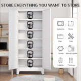 GAIOUS 75.2" Tall Pantry Cabinet, Kitchen Pantry Storage Cabinets with 2 Door and 5 Adjustable Shelves, White Metal Pantry Storage Cabinet, Cupboard for Kitchen, Dining Room, Living Room and Bathroom GAIOUS