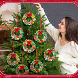 Moucuny 32 Sets DIY Christmas Crafts Kits Christmas Foam Wreath Craft Kits Snowman Santa Bows Sticker Christmas Wreath Ornaments Christmas Arts and Crafts for Christmas Tree Home Indoor Decoration Moucuny