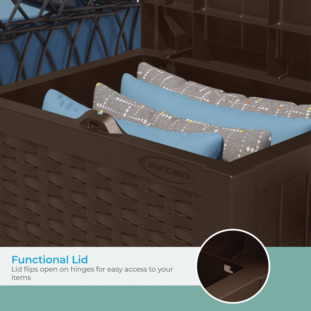 Suncast 22 Gallon Small Resin Storage Seat, Java, SSW600J Suncast