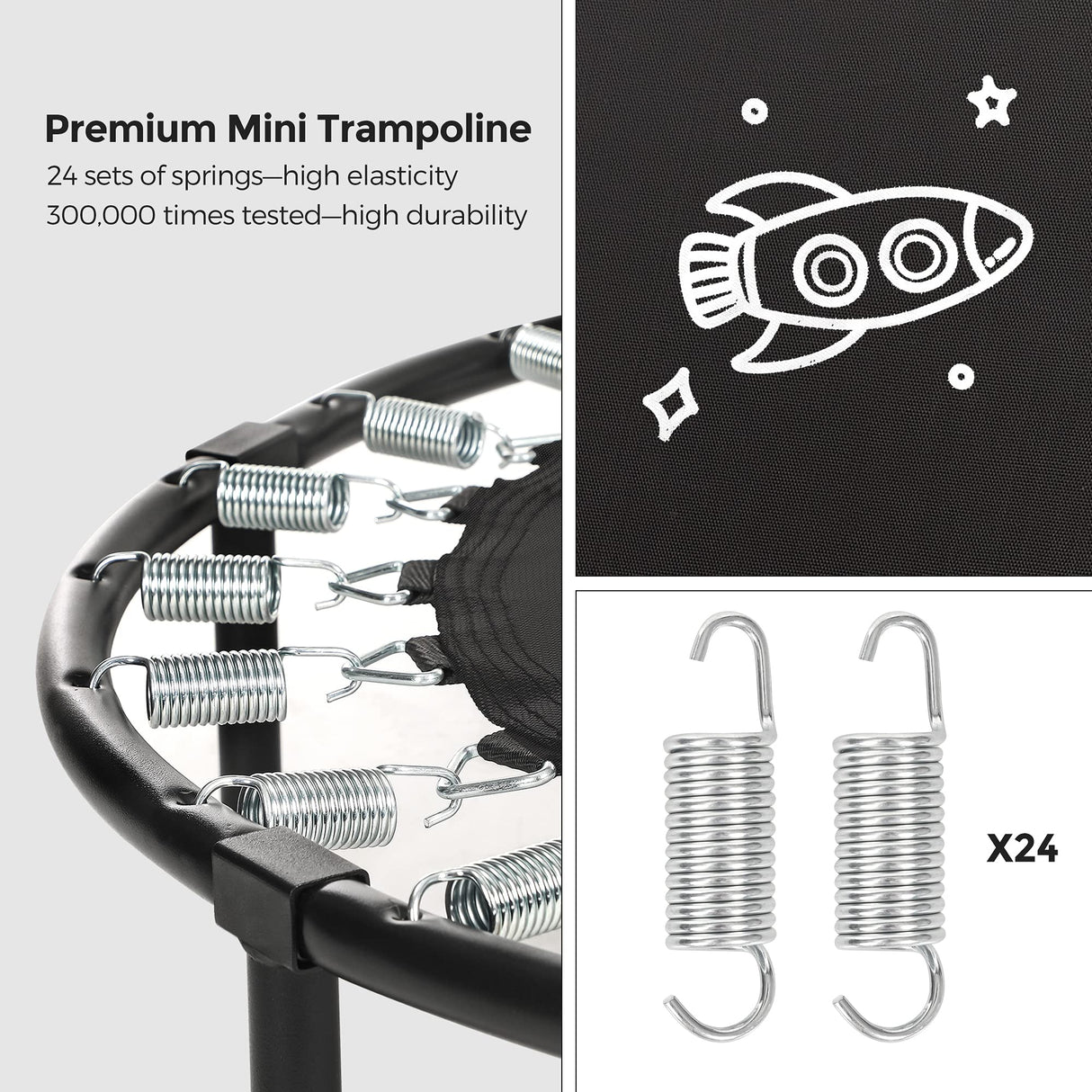 SONGMICS Trampoline for Kids, 3ft Mini Trampoline with Handlebar, Toddler Trampoline for Indoor and Outdoor, Max. Load 220 lb, Blue USTR036Q01 SONGMICS