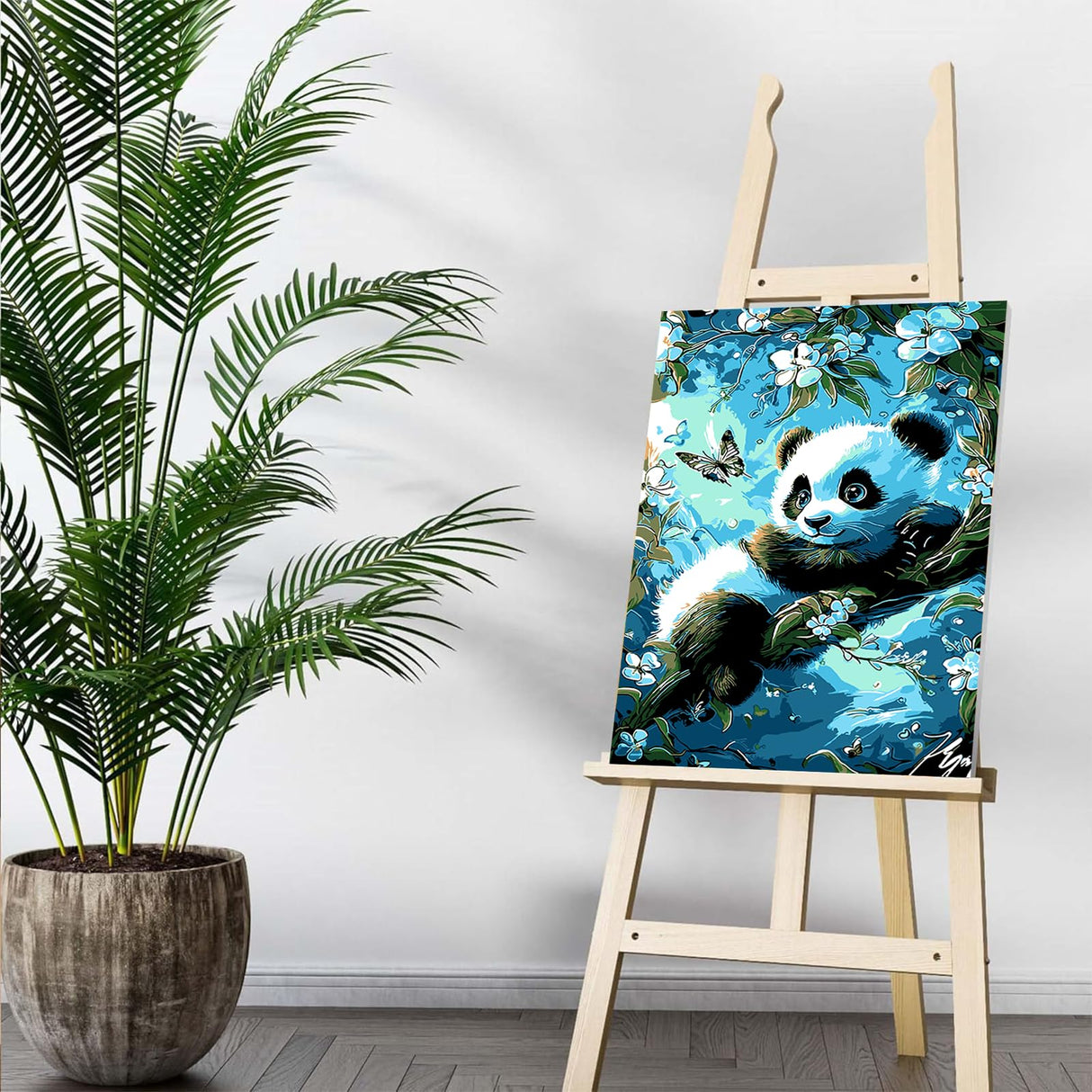 Auremi Panda Paint by Number Kits for Adults,Animal Paint by Number on Canvas with Frame DIY Painting with Number Acrylic Oil Paint Kits for Home Decor 8x12 in Auremi