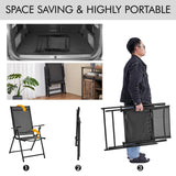 Yaheetech Patio Folding Dining Chairs Set of 2, Stackable Outdoor Lawn Chairs with 8 Adjustable Back Positions and Armrest for Garden, Lawn, Yard and Beach, Dark Gray Yaheetech