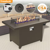 Trumbeak Aluminum Patio Furniture Set with 55,000 BTU Propane Fire Pit Table,6 Seats Metal Modern Outdoor Furniture w/5.1" Cushions,Patio Sectional w/Fire Pit for Patio,Backyard,Grey Trumbeak