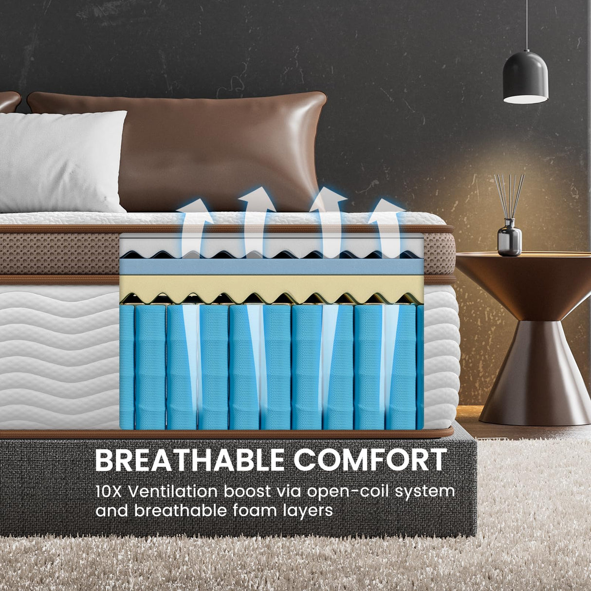 BedStory King Size Mattress 14 Inch - Premium Hybrid Mattress with 800+ Advanced Pocket Spring - Optimal Spinal Support for Back Pain Relief and Motion Isolation, CertiPUR-US Certified Comfort BedStory