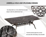 Grepatio 9 Piece Cast Aluminum Patio Furniture Set Outdoor Dining Set Bistro Furniture Set with 8 Armchairs and Dining Table, 8 Cushions for Backyard Garden Poolside (Khaki) Grepatio