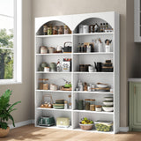 Gyfimoie 70.8’’ Tall Bookshelf and Bookcase, 7-Tier Double Wide Bookcase Modern Large Open Display Shelves with Curved Baffle for Home Office Living Room (White) Gyfimoie