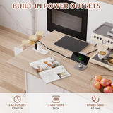 Kitchen Island on Wheels with Storage, Rolling Kitchen Islands with Drop Leaf&Power Outlet, Mobile Kitchen Island Cart with Trash Can Storage, Spice Rack, Towel Rack, Storages Cabinet ,Drawers SAHISTCT