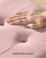 SONGMICS Storage Ottoman Bench, Folding Storage Chest, 15 x 30 x 15.2 Inches, Foot Rest Stool, 20 Gal. (77 L), Velvet Surface, for Bedroom, Entryway, Living Room, Jelly Pink ULSF0517R01 SONGMICS