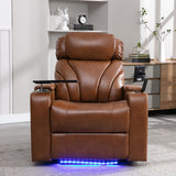 Power Motion Recliner Electric Power Recliner Chair with USB Charging Port, Hidden Arm Storage and Convenient Cup Holder, Ambient Lighting Gaming Recliner Chair Home Theater Seating (Light Brown) BEDGJH