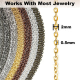 Jishi Chains Jewelry Making Supplies, 60ft Cable Link Chains for Making Jewelry Necklace Earring Bracelet Findings DIY Craft Kit for Adults, 6-Color 2mm Gold Silver Copper Plated Metal Link Rolls Bulk Jishi