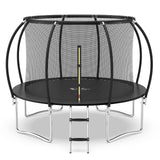 YSSOA 12FT Trampoline Secure Fun for Kids and Adults Recreational Trampolines Complete with Safety Enclosure Wind Stakes and 400LBS Weight Capacity Black Inside Net YSSOA