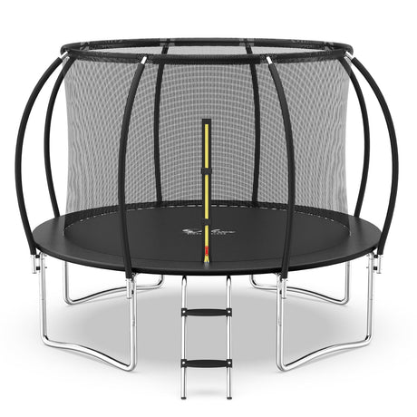 YSSOA 12FT Trampoline Secure Fun for Kids and Adults Recreational Trampolines Complete with Safety Enclosure Wind Stakes and 400LBS Weight Capacity Black Inside Net YSSOA