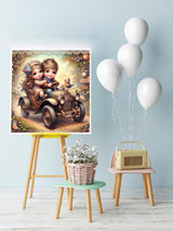 5D Girl Boy Diamond Painting Kits for Adults Beginners,DIY Car Diamond Art,Full Round Drill Diamond Dot Gem Art Kits, Home Wall Decor 12x12 Inch AREOPNMG