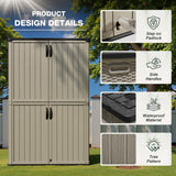 Greesum Outdoor Storage Shed Without Divider, 45 cu.ft Outdoor Waterproof Storage Cabinet for Garden Tools, Pool Storage, Garbage Cans, Beige Greesum