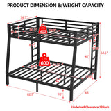 CAPCAEK Full XL Over Queen Bunk Bed Frame for Adults,Metal Bunk Beds with 2 Ladder and Full Length Guardrail,Heavy Buty Bunk Bed Space-Saving (Full XL Over Queen Bunk) CAPCAEK