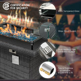 RADIATA PE Wicker Patio Furniture Set Sectional High Back Large Size Sofa Sets with Propane Fire Pit Table 55000 BTU Balcony Rattan Lounge Conversation Sets for Outdoor (15 Pieces,Light Gray) RADIATA