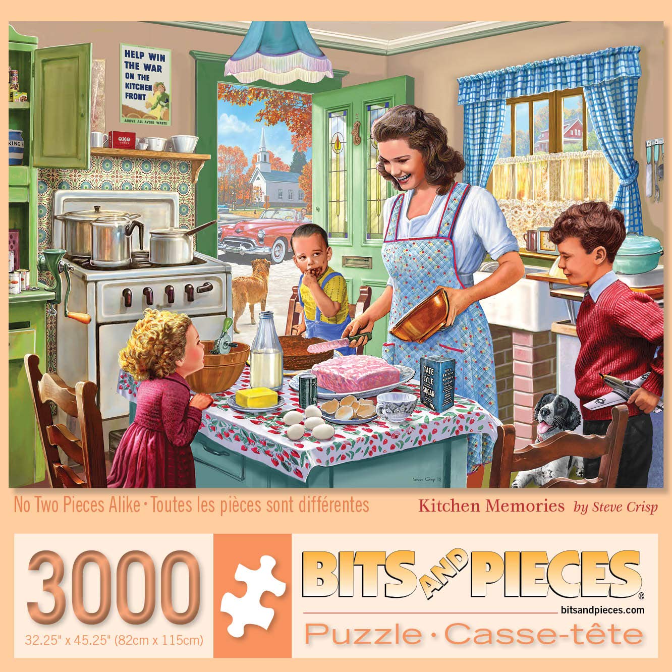 Bits and Pieces – 3000 Piece Jigsaw Puzzle for Adults – Kitchen Memories - Old Fashioned Classic Family Baking Kitchen Jigsaw Puzzle by Artist Steve Crisp, Completed Puzzle Size: 26" x 39"