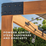 Backyard Discovery Brendan 12' x 10' Modern Cedar Wood Pergola Kit with Heavy-Duty Sun Shade Sail Screen Canopy, PowerPort, High-Wind Rating for Outdoor Patio, Garden, Deck, and Entertaining Backyard Discovery