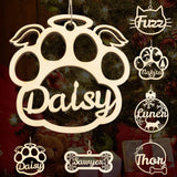 Personalized Cat Paw Christmas Ornaments with Angel Wings, Custom Pet Name Wooden Ornaments for Christmas Tree Decorations Gifts SIMIEEK