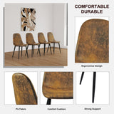 WIIS' IDEA Modern Dining Table Set for 4,Rectangular Solid Wood Dining Table for 4 People,Metal Base and Legs,Suitable for Living Room,Dining Room,Kitchen（55" Dining Table+4 Brown Dining Chairs） WIIS' IDEA