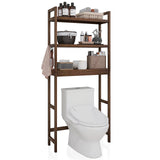 Bamboo Over-The-Toilet Organizer Rack with 3 Adjustable Shelves - SMIBUY Space Saver in Walnut SMIBUY