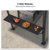 PURPLE LEAF 6.5' X 12' Hardtop Grill Gazebo for Patio Permanent Aluminum Barbeque Shelter Gazebo Canopy with Ceiling Hook and Shelves Double Tiered Grey Outdoor BBQ Gazebo PURPLE LEAF