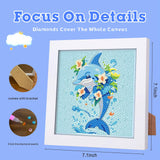 Cute 5d Adult Diamond Art Set with Photo Frame, Suitable for Both Adults and Children. Dolphin Diamond Art, Beautifully Packaged, can be Given as a Home Wall Decoration Gift (7x7 inches) Generic