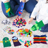 12 Pieces DIY Hand Puppets Making Kit Felt Sock Creative Art Craft Making Your Own Puppets Colorful Pompoms Wiggle Googly Eyes Storytelling Role Play Party Supplies Yaveron