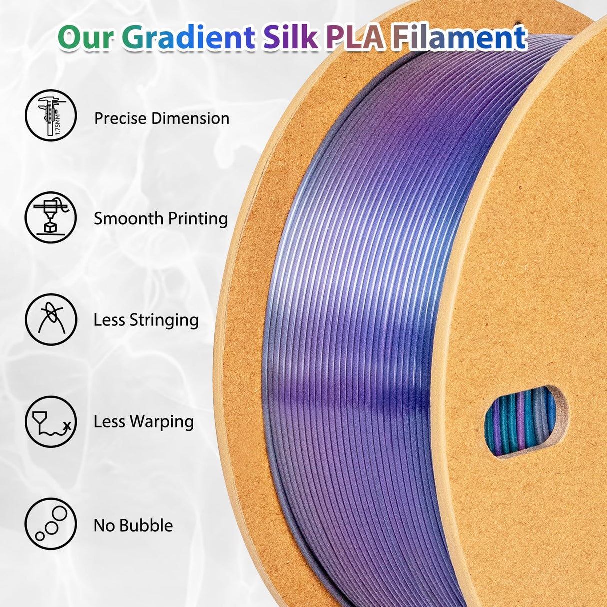 3Dgenius Silk Rainbow PLA Filament 1.75mm Silk PLA 3D Printer Filament Shiny Fast Color Changing Gradient Filament 3D Printing Filament Fit Most FDM Printers, 500g Spool(1.1lbs), Universe Series 3Dgenius