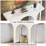 Tribesigns 47 Inches Console Table, Wooden Entryway Table, Modern Hallway Table, Sofa Table with Arch Base, Unique Foyer Table, Behind Couch Table, White Long Accent Table for Living Room, Entrance Tribesigns