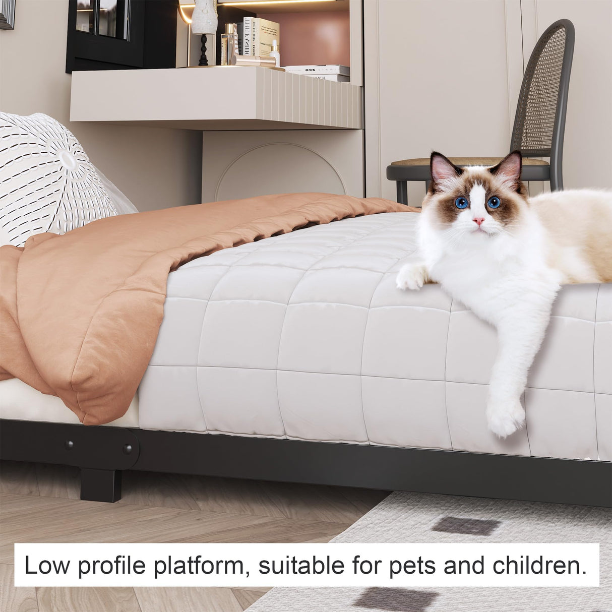 Likelalaso 3 inch Low King Size Bed Frame with Rounded Corner, Heavy Duty Metal, Easy Assembly, Noise Free, Black Likelalaso