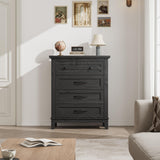 GarveeHome 4 Dresser for Bedroom, 34.8 in Tall Vertical Drawer Dresser with Large Storage, Freestanding Wooden Closet Chest for Bedroom, Living Room, Black GarveeHome