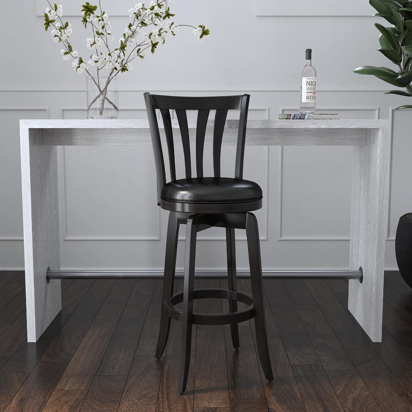 Hillsdale Savana Wood Bar Height Kitchen Stool, 29.5" High, Black - WoodArtSupply